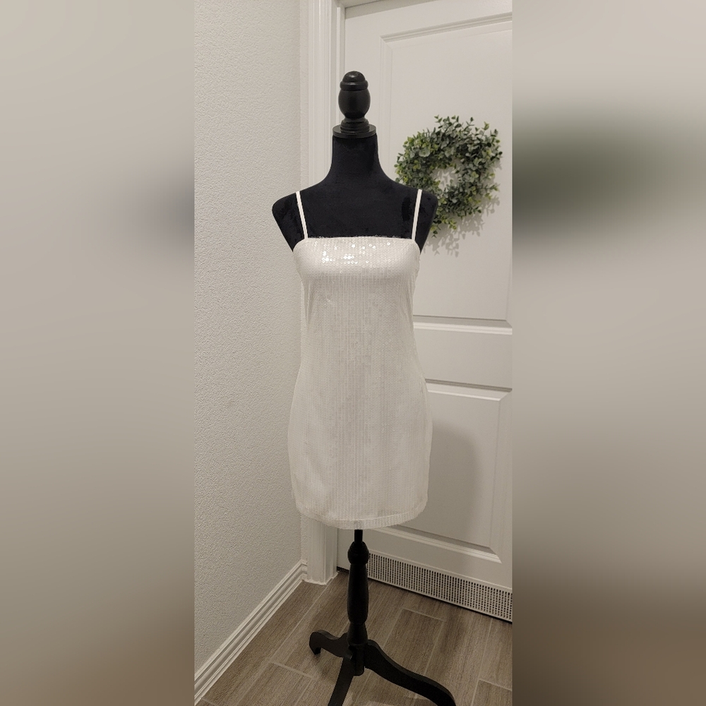 All white sequin dress